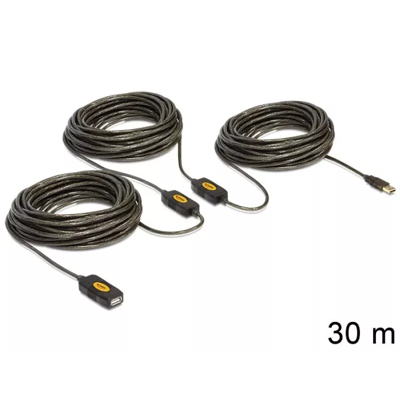 USB kabelis DeLOCK 30m USB2.0 USB A Melns