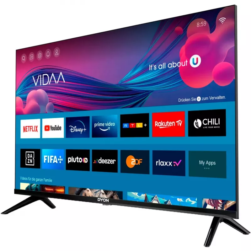 Dyon SMART 43 VX LED-TV 108 cm 109,20cm (43) DVB-S2, DVB-C, DVB-T2, CI+, Full HD, Smart TV, WLAN Melns [Energijas klase E] (D800218)