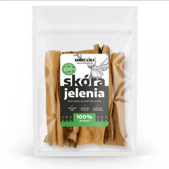 Suņu našķis UNISZKI brieža ādas kožamie 100 g — dabīga kožamā uzkoda suņiem