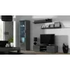 TV statīvs cama meble SOHO 140 — 1400×430×370 mm, pelēka virsma (skaidu plātne), pelēks rāmis