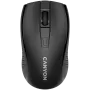 CANYON MW-7, 2,4 GHz bezvadu pele, 6 pogas, DPI 800/1200/1600, ar 1 AA bateriju, izmērs 110*60*37 mm, 58 g, melna