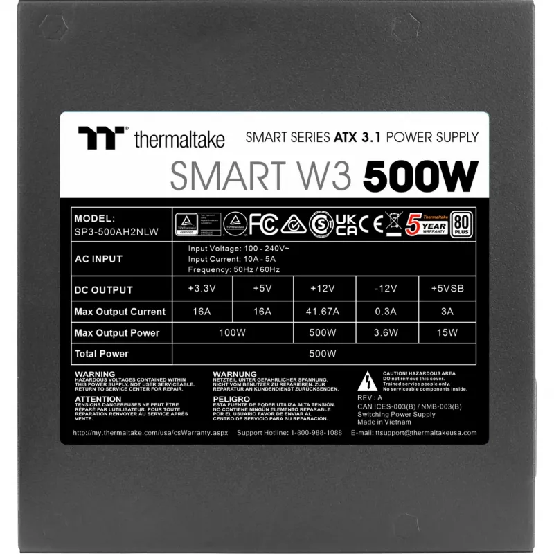 Barošanas bloks Thermaltake Smart W3 500 W