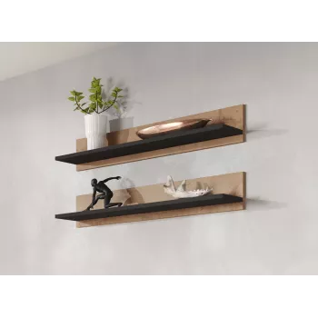 Cama set of two shelves 125cm SOHO lefkas oak/Melns