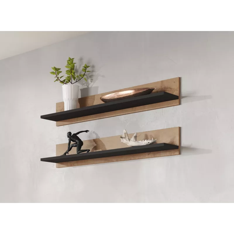 Cama set of two shelves 125cm SOHO lefkas oak/Melns