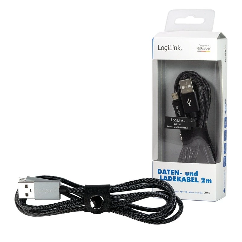 Sinhronizācijas un uzlādes kabelis USB-A uz Micro-B vīrišķo 2m