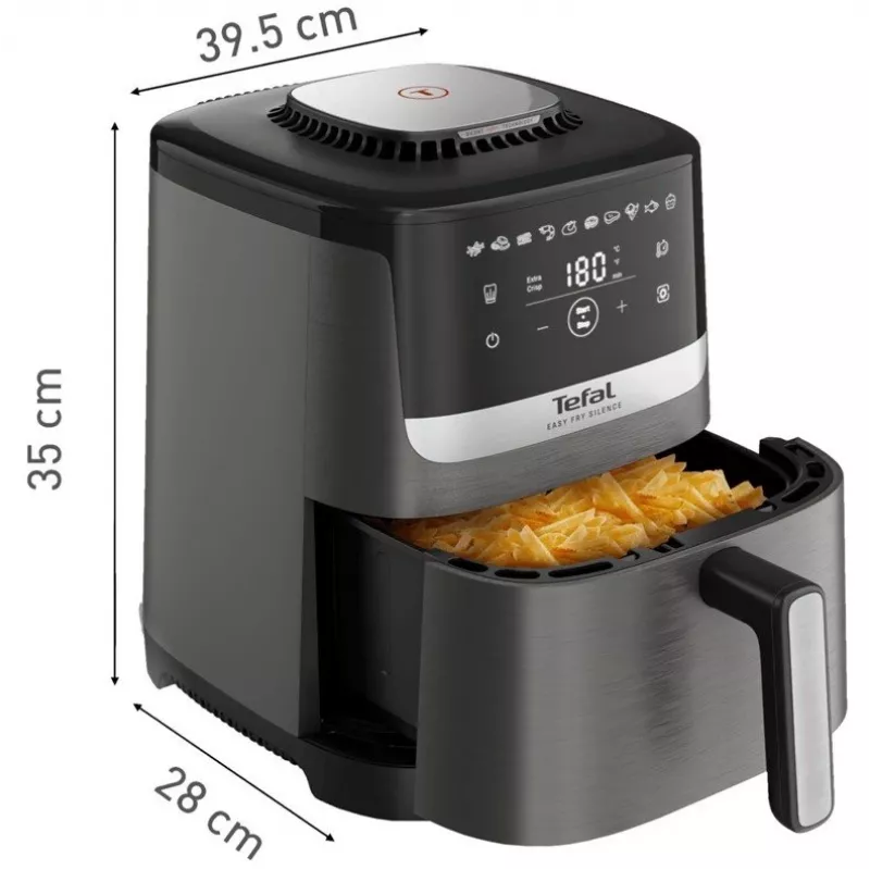 Tefal Easy Fry Silence EY551HE0 fritieris Viens 5 L Brīvi stāvošs Karstā gaisa fritieris Melna, Pelēka, Nerūsējošais tērauds