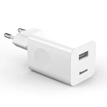 Lādētājs Baseus Quick Charger CCALL-BX02, maks. 24 W, USB Fast Charge 3.0, balts, 100–240 V