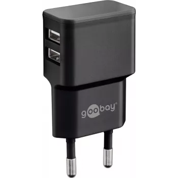 Wentronic goobay Dual USB lādētājs - Barošanas bloks - 12 W - 2,4 A - 2 izejas porti (USB) - Melns (44951)