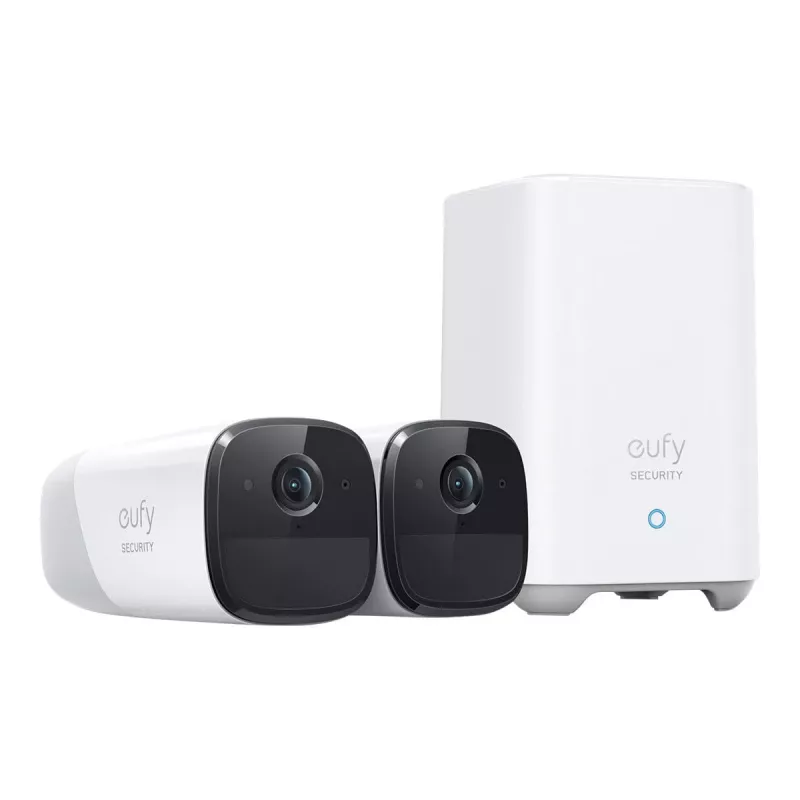 Eufy Security, eufyCam 2 Pro bezvadu mājas drošības kameru sistēma, 365 dienu akumulatora darbības laiks, HomeKit saderība, 2K izšķirtspēja, IP67 laikapstākļu izturība, nakts redzamība, 2 kameru komplekts, bez ikmēneša maksas
