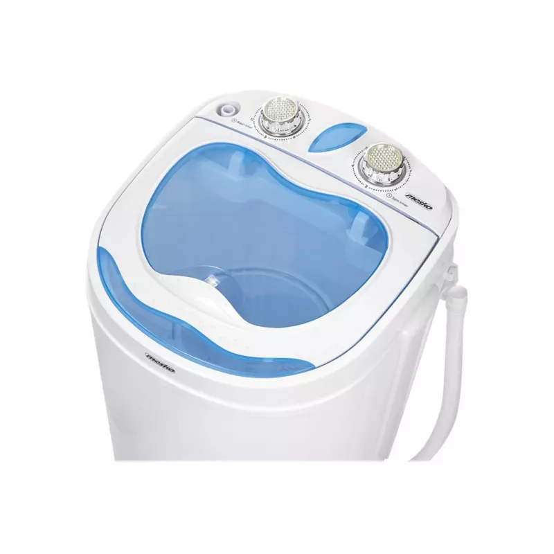 Augšas ielādes veļas mašīna Mesko MS 8053 — 3 kg ietilpība, 360×370×530 mm, zila/balta