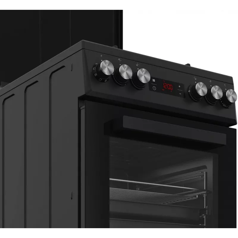 Brīvi stāvoša plīts BEKO FSM52331DBDS, gāzes plīts virsma 4 degļi (2900/2000/2000/1000 W), elektriskā cepeškrāsns 60 L, 60 cm, energoefektivitātes klase A, melna