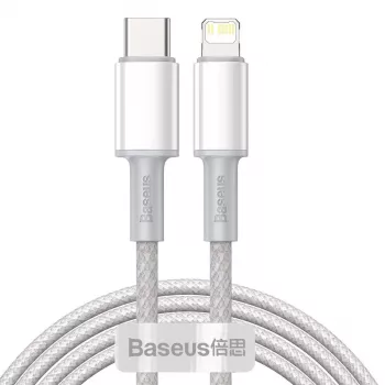 USB-C uz Lightning Baseus augsta blīvuma pīts kabelis, 20W, PD, 2m (balts)