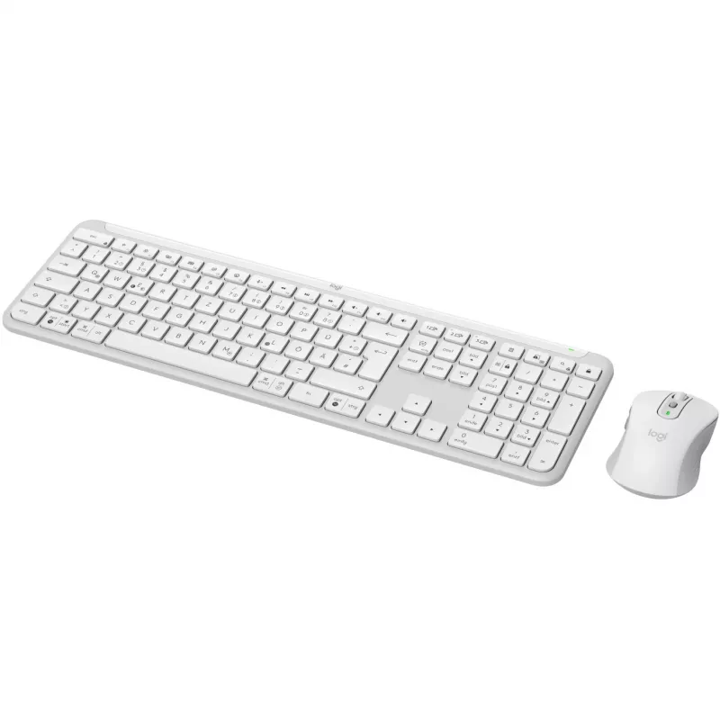 Logitech MK950 Signature Slim tastatūra un pele, biroja RF bezvadu + Bluetooth, QWERTZ vācu, grafīts balts