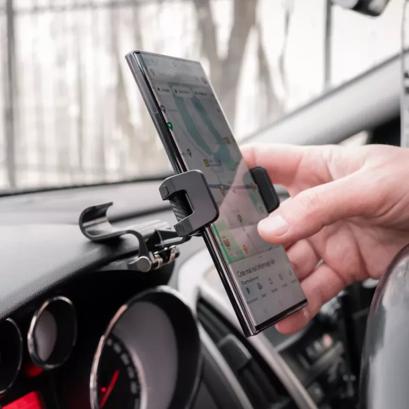 Telefona turētājs Tellur TLL171261 — universāls, kompakts, regulējama leņķa auto un galda stiprinājums, melns