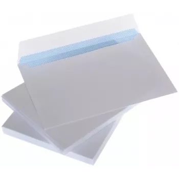 Aploksnes ar svītru C65 114x229 mm, baltas 80g, kastē 1000 gab.