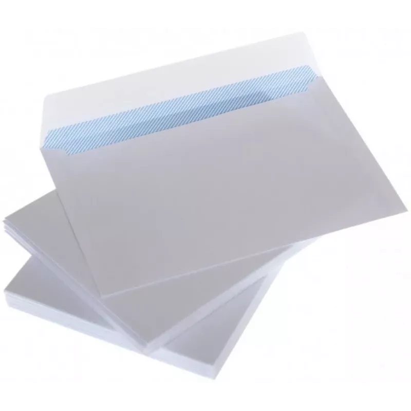 Aploksnes ar svītru C65 114x229 mm, baltas 80g, kastē 1000 gab.