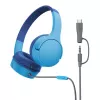 Uz austiņām liekamās austiņas Belkin SoundForm Mini vadu 3.5 mm USB-C zilā krāsā