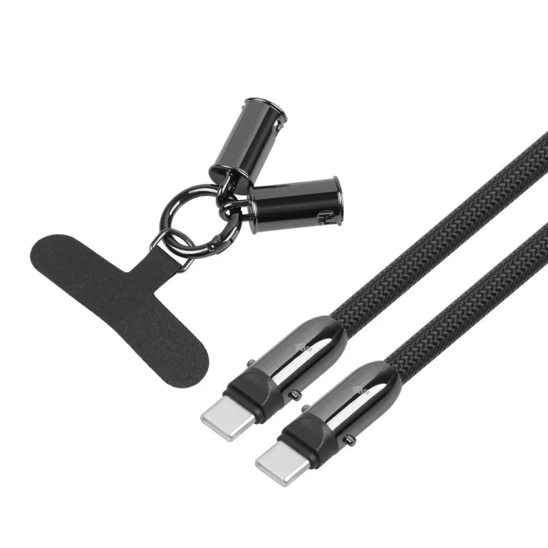 2in1 USB-C kabelis 1m melns