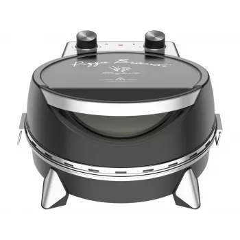 Elektriskā picas krāsns SIMFER MKE0-P — 1100 W, 80–300°C, 30 min taimeris, noņemams 33 cm picas akmens, melna