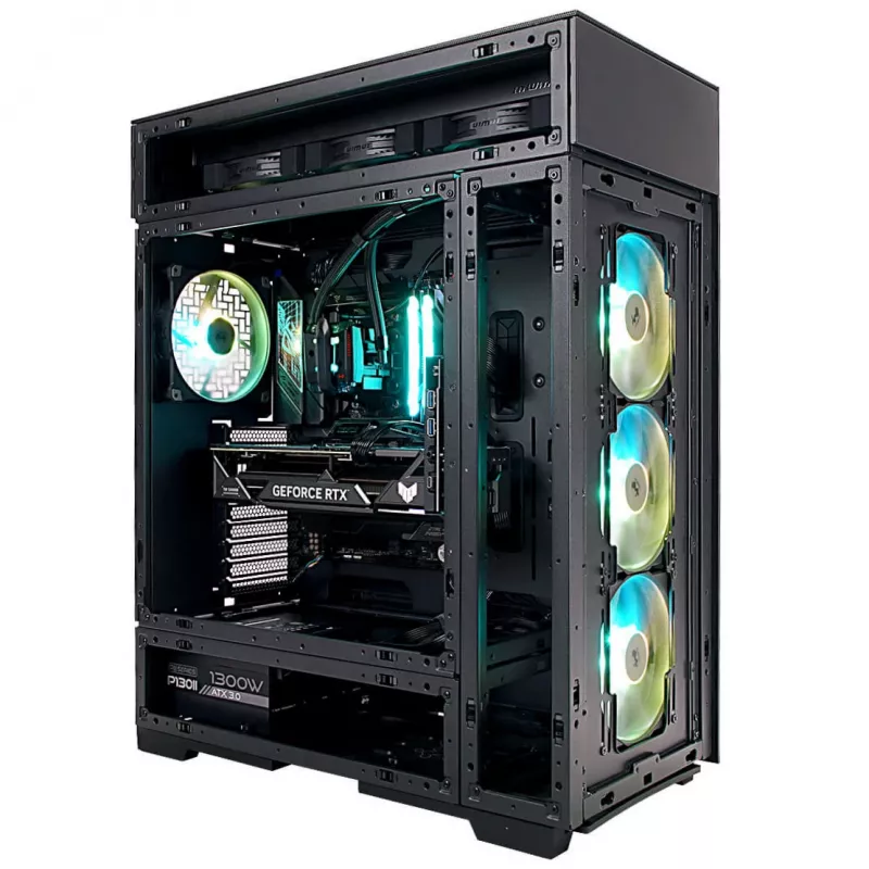 InWin Modfree Deluxe Big-Tower rūdīta stikla korpuss – melns