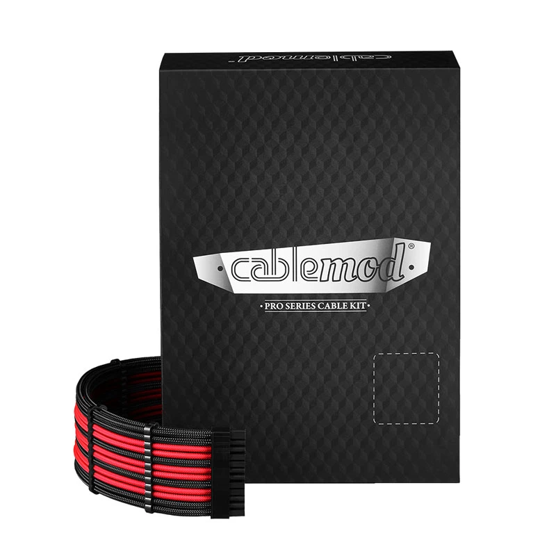 CableMod C-Series PRO RM Melns Label barošanas kabeļu komplekts CM‑PCSR‑16P3KIT‑NKKR‑R — melns un sarkans pīts PSU kabeļu komplekts