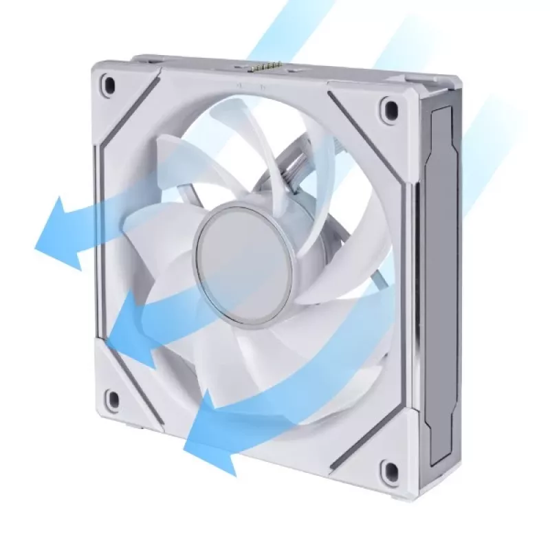 120mm Lian Li UNI FAN SL-INF Wireless ARGB PWM — balts, modulāra magnētiskā ventilatora sistēma