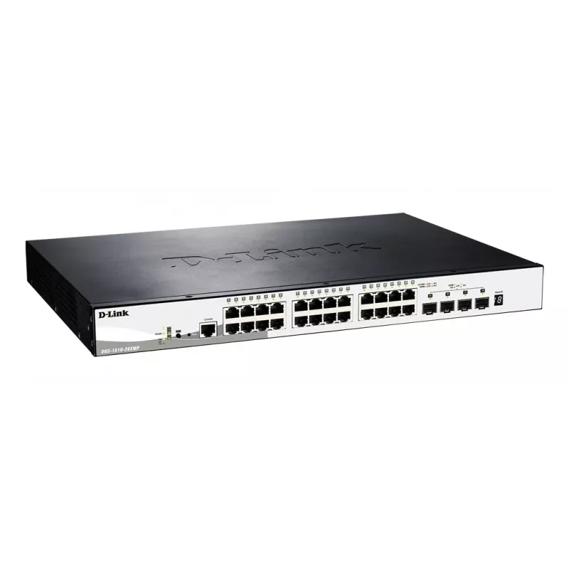 D-Link DGS-1510-28XMP pārvaldīts L2/L3 Gigabit Ethernet (10/100/1000) Power over Ethernet (PoE) Melns, Pelēks