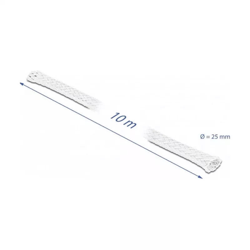 Pītais apvalks DeLOCK 20806 10 m x 25 mm balts