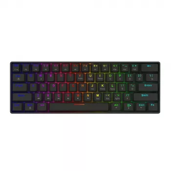 Mehāniskā spēļu tastatūra SAVIO MelnsOUT X2 PEACH — 61 taustiņu 60% QWERTY, RGB LED, hot-swap, USB Type-A/Type-C, noņemams kabelis