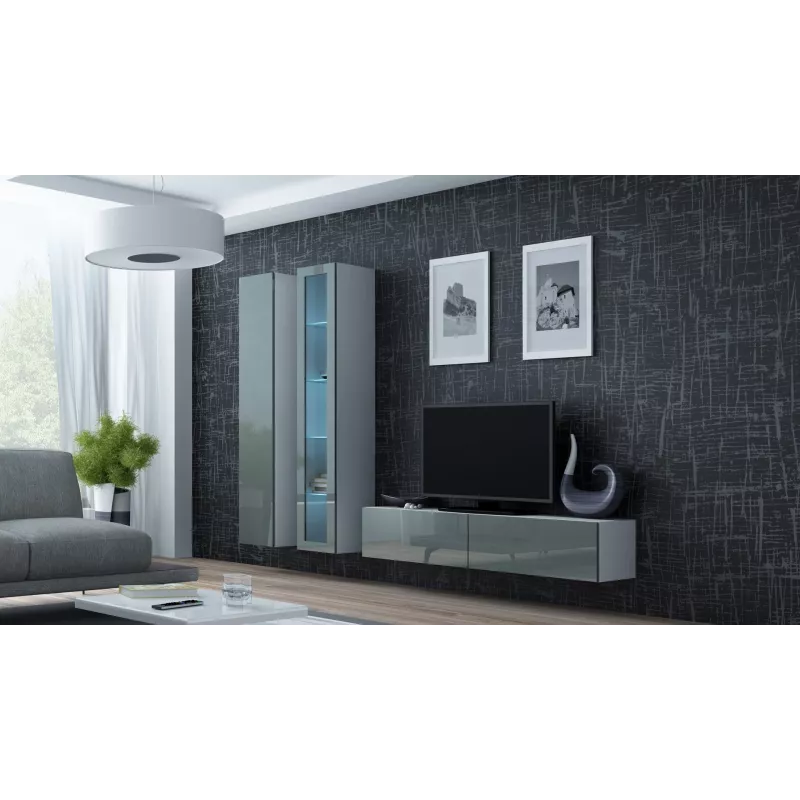 Cama Vitrīna VIGO '180' 180/40/30 balts/pelēks glancēts