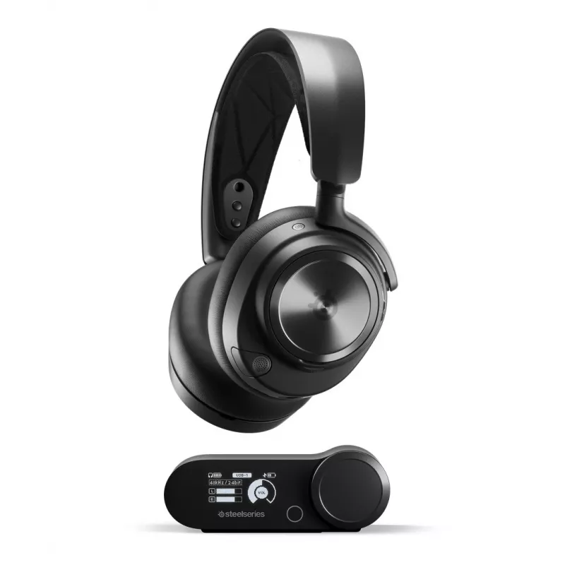 Steelseries Arctis Nova Pro Wireless Headset galvas lente Spēļu Bluetooth Melns