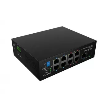 Tīkla komutators LANBERG ILFE-8P-1GE-1S-120 — Light Industrial PoE, 4x PoE++ (BT), 4x PoE+ (AT), 1x Gigabit, 1x SFP+, DIN‑sliede, nepārvaldīts