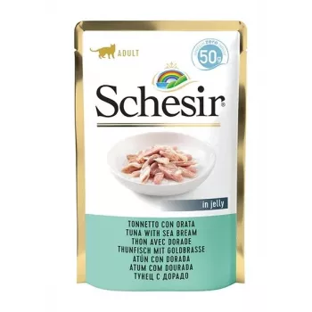SCHESIR želejā ar tunci un jūras karūsu - mitrā kaķu barība - 50 g