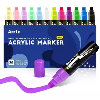 Akrila flomasteru komplekts Arrtx LC303274 — 12 krāsas, smalkā uzgaļa komplekts mākslai un rokdarbiem
