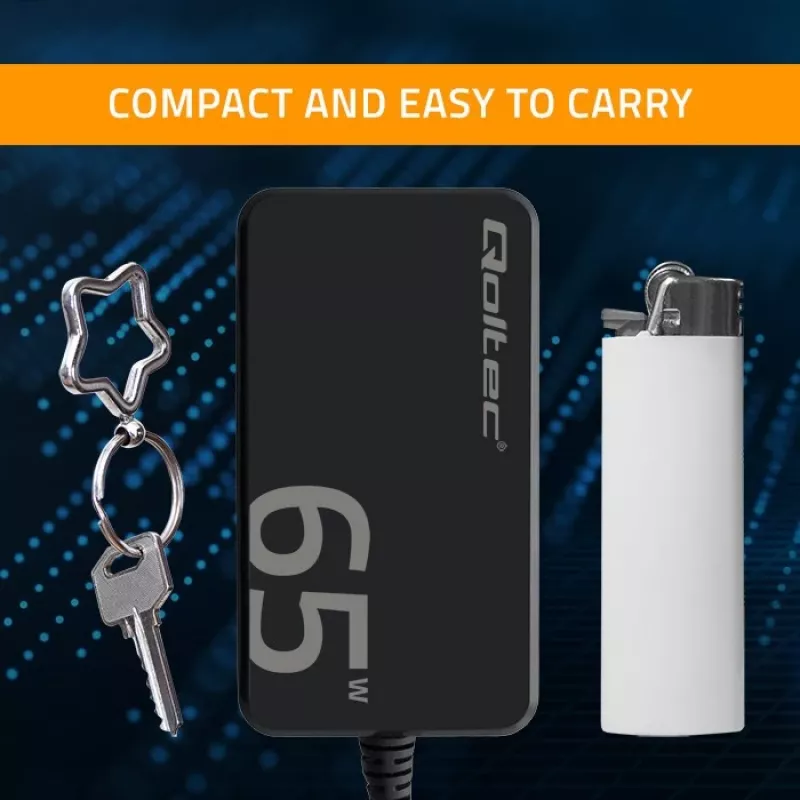 QOLTEC Charger 65W GaN Super Fast plāns PD 5-20V 3.25A USB-C