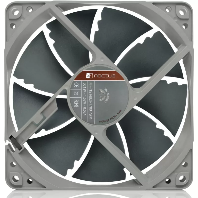 Ventilators Noctua NF P12 redux-1700 PWM, 120 mm, 12 V, 1700 RPM, 4-pin PWM, 120.2 m³/h, 25.1 dB