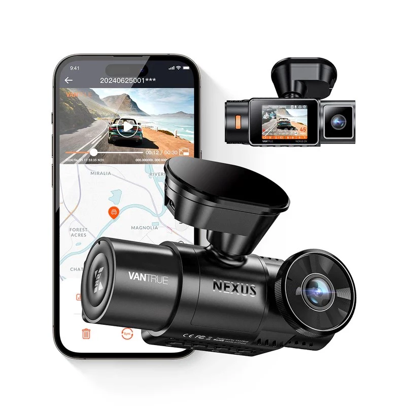 Auto videoreģistrators VANTRUE N2X LTE — 2,7K Ultra HD, SONY STARVIS 2 IMX675 galvenais, 158° F/1,8, 2 kanālu, GPS, Wi‑Fi, IPS 2 collu displejs