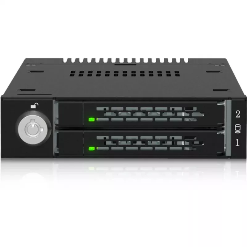 ICY DOCK - ToughArmor - MB834MK-B V2 - 2x M.2 NVMe uz 1x 3,5 collu nodalījumu mobilais rāmis metāla atslēgu slēdzene SlimSAS 4i melna