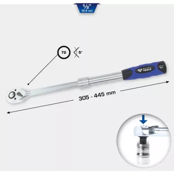 Ratchet ks tools BT022992 1/2 collu teleskopisks regulējams rokturis