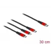 USB uzlādes kabelis DeLOCK 86710 3-in-1 USB Type-C uz Lightning Micro USB 30 cm Melns Sarkans