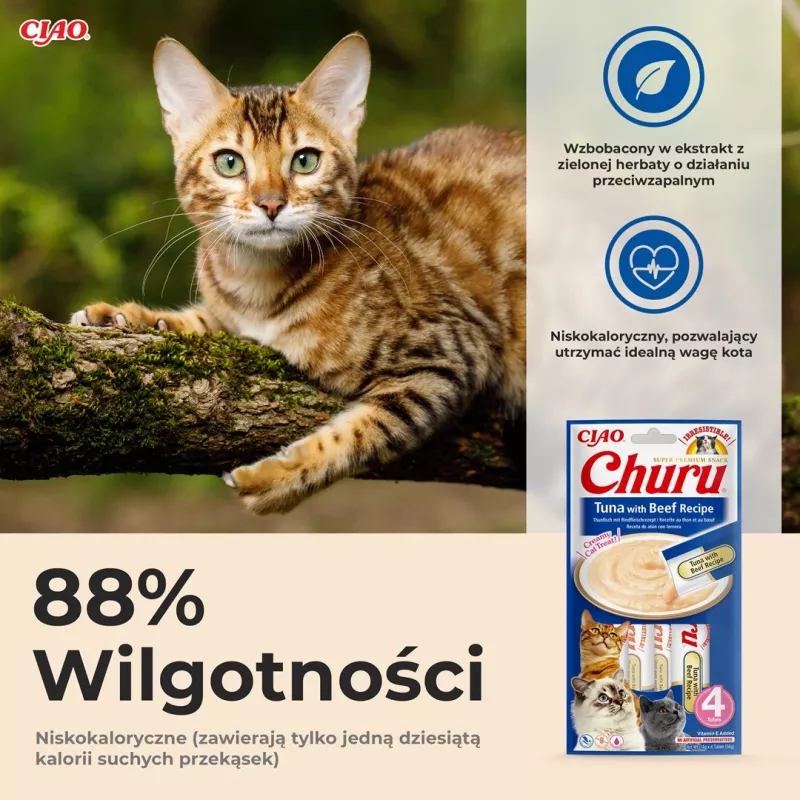 INABA Churu tunzivis ar liellopa gaļas recepti - kaķu našķi - 4x14 g