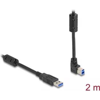 DeLOCK USB kabelis Type-A vīrišķais -> Type-B vīrišķais, 90° uz augšu leņķots, 2 m