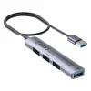 USB centrmezgls Unitek H1208CGY01 — 4 portu USB 3.0 (5 Gbps), atpakaļsaderīgs ar USB 2.0, alumīnija