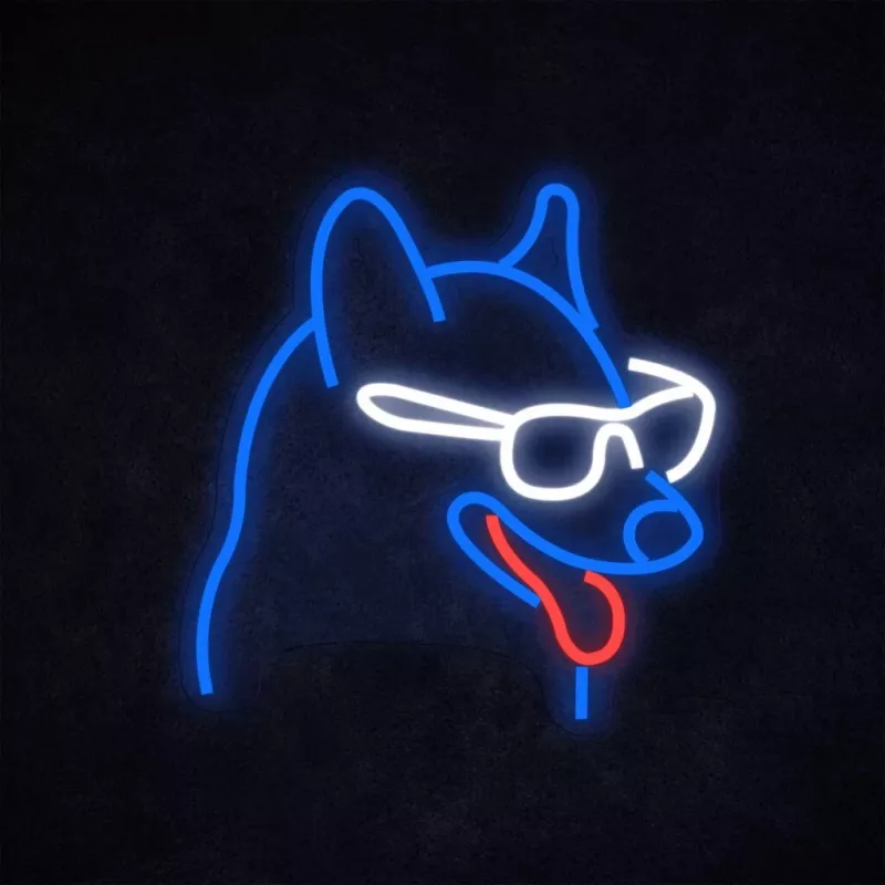 Neona gaismas uzraksts MANTA Neon Lights Dog with Glasses Manta SNL69MT — dekoratīvs LED neona stila sienas gaismeklis