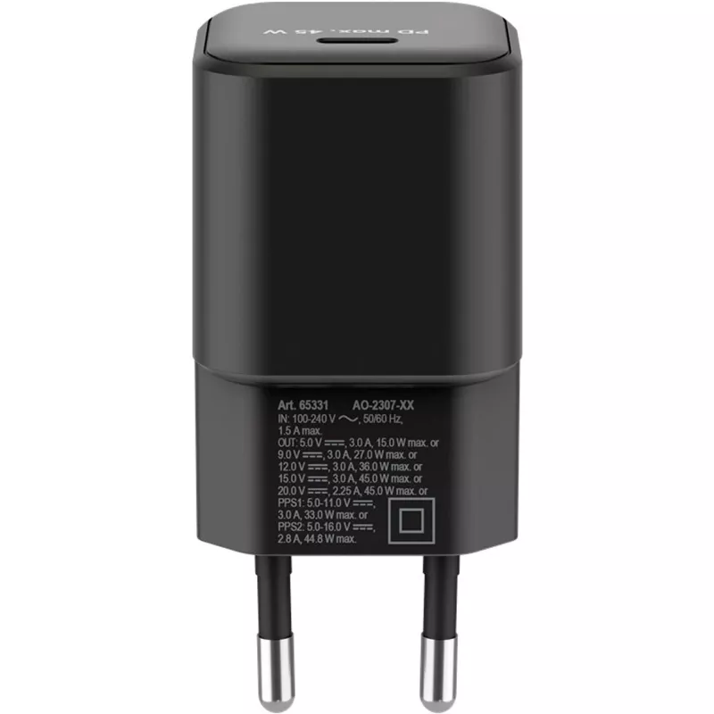 Goobay lādētājs 65331 Iekštelpu maiņstrāvas ātrā uzlāde Melns USB Type-C