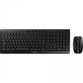 CHERRY Stream Desktop Recharge tastatūra Pele iekļauta Universāls RF Bezvadu AZERTY Beļģu melna