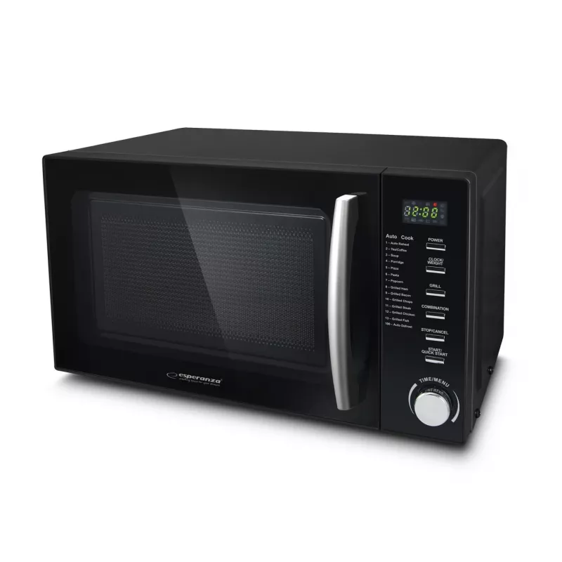 Kombinētā mikroviļņu krāsns ESPERANZA COCINERO 1200 W, 20 L, grils 900 W, LED displejs, uz darba virsmas, melna