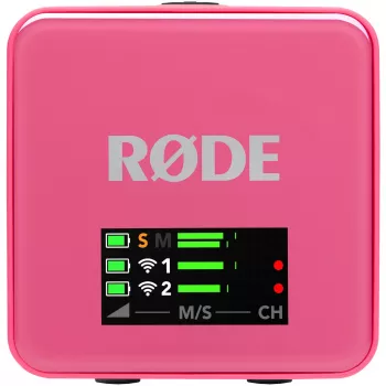 Bezvadu mikrofons RODE Wireless GO III Pink — kompakta divu kanālu raidītāja un uztvērēja sistēma
