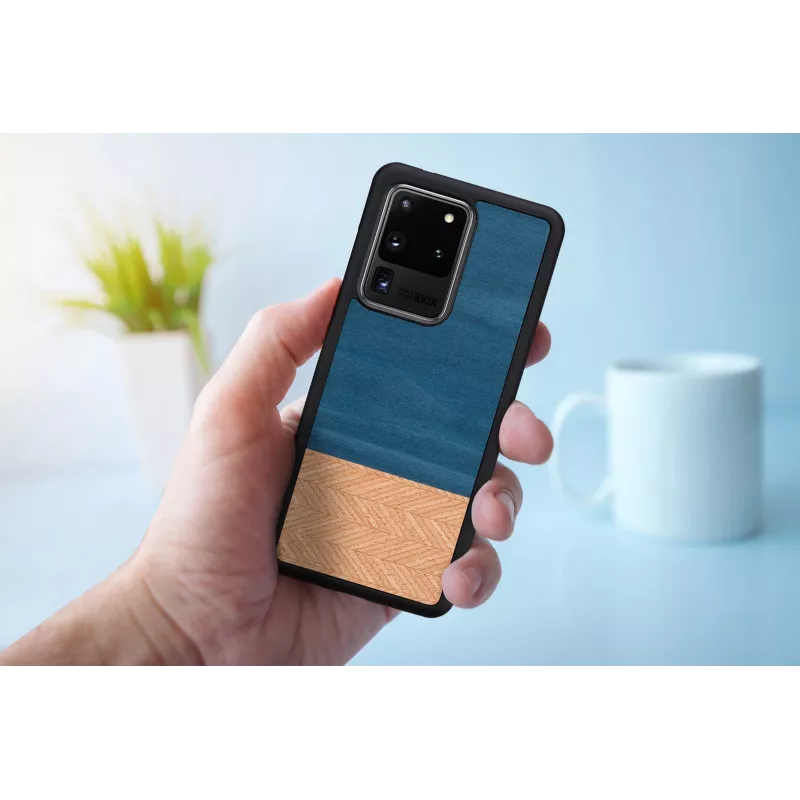 Aizsargājošs viedtālruņa maciņš Man and Wood Galaxy S20 Ultra Denim Melns