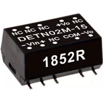 strāvas adapteris mean well DETN02N-15, Ieeja 21.6–26.4 V, Izeja 15 V, Jauda 2 W, Dziļums 15.2 mm